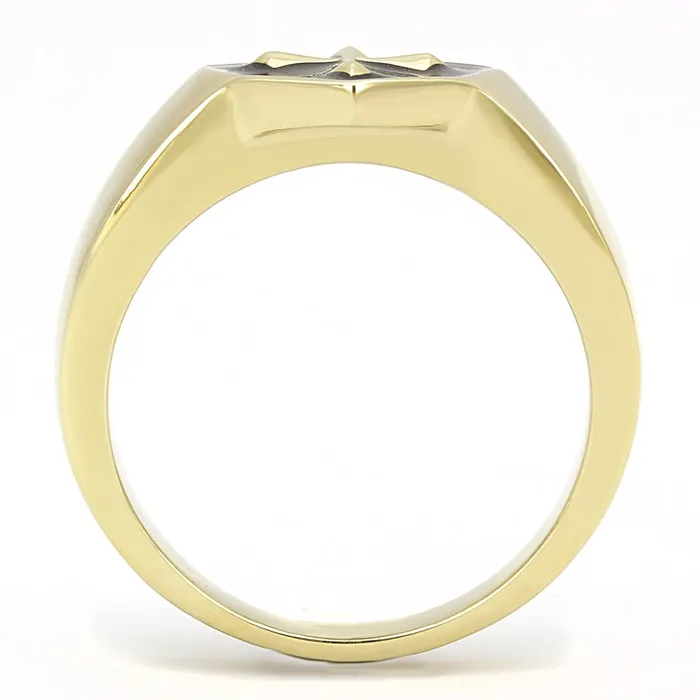 Rings Alamode TK3268 IP GoldIon Plating Stainless Steel Ring with Epoxy in Jet