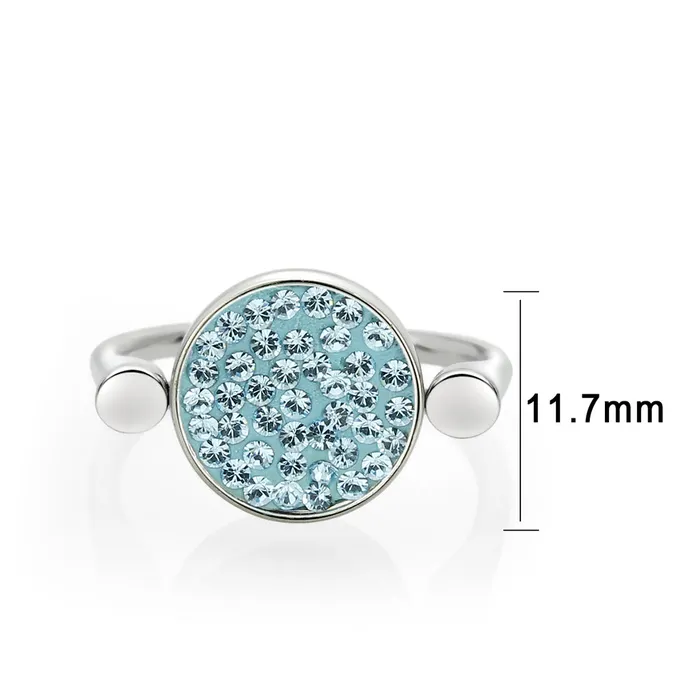 Rings Alamode TK385403 High polished no plating Stainless Steel Ring with Top Grade Crystal in SeaBlue