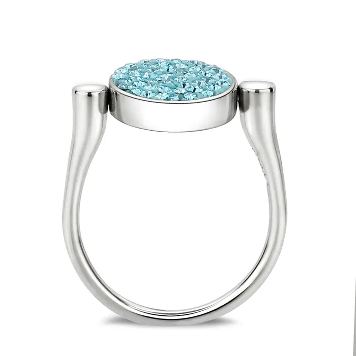 Rings Alamode TK385403 High polished no plating Stainless Steel Ring with Top Grade Crystal in SeaBlue