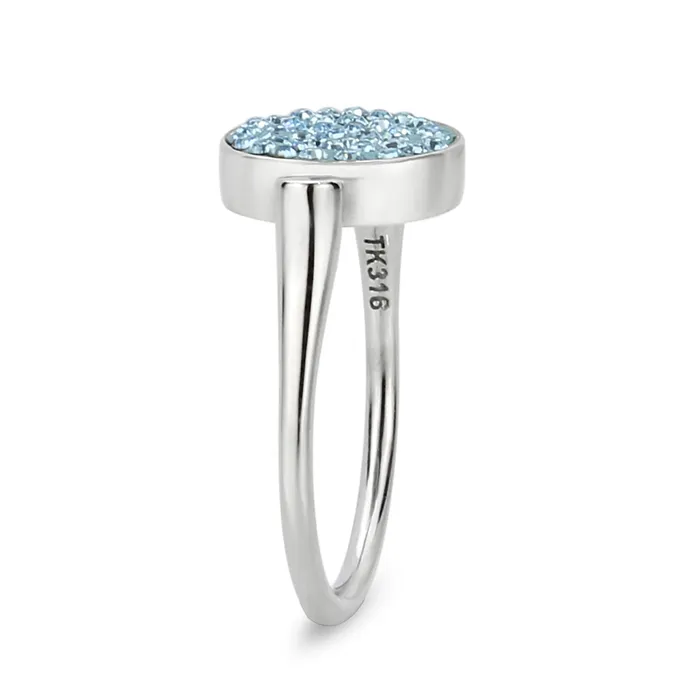 Rings Alamode TK385403 High polished no plating Stainless Steel Ring with Top Grade Crystal in SeaBlue