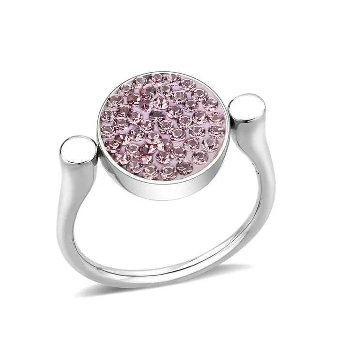 Rings Alamode TK385406 High polished no plating Stainless Steel Ring with Top Grade Crystal in LightAmethyst Rings Alamode TK385406 High polished no plating Stainless Steel Ring with Top Grade Crystal in LightAmethyst