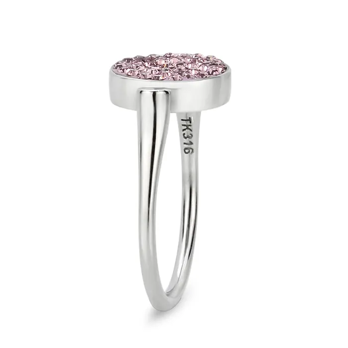 Rings Alamode TK385406 High polished no plating Stainless Steel Ring with Top Grade Crystal in LightAmethyst