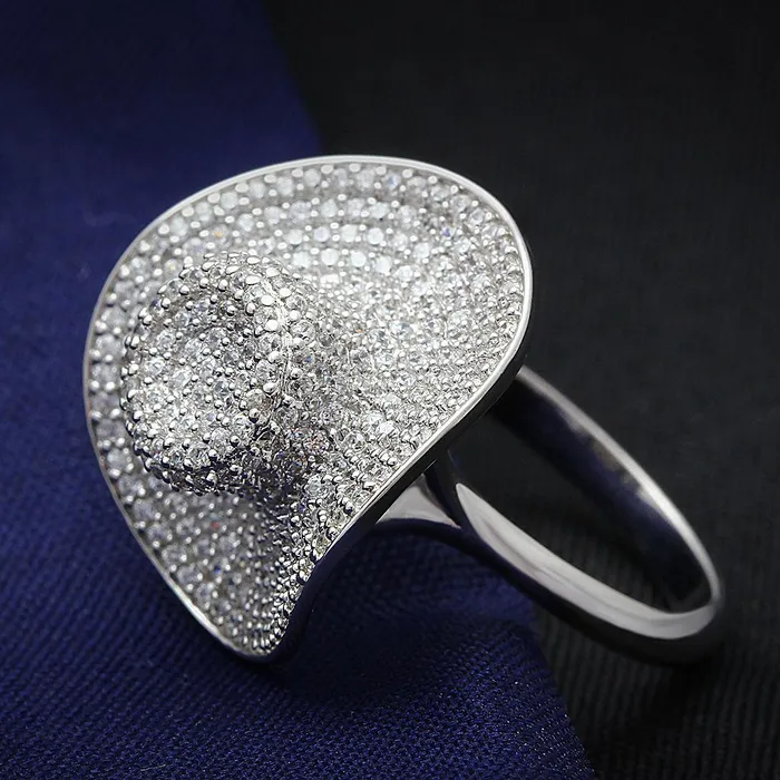 Rings Alamode TS015 Rhodium 925 Sterling Silver Ring with AAA Grade CZ in Clear