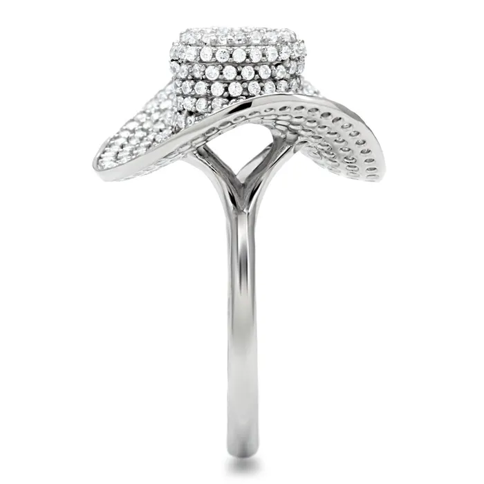 Rings Alamode TS015 Rhodium 925 Sterling Silver Ring with AAA Grade CZ in Clear