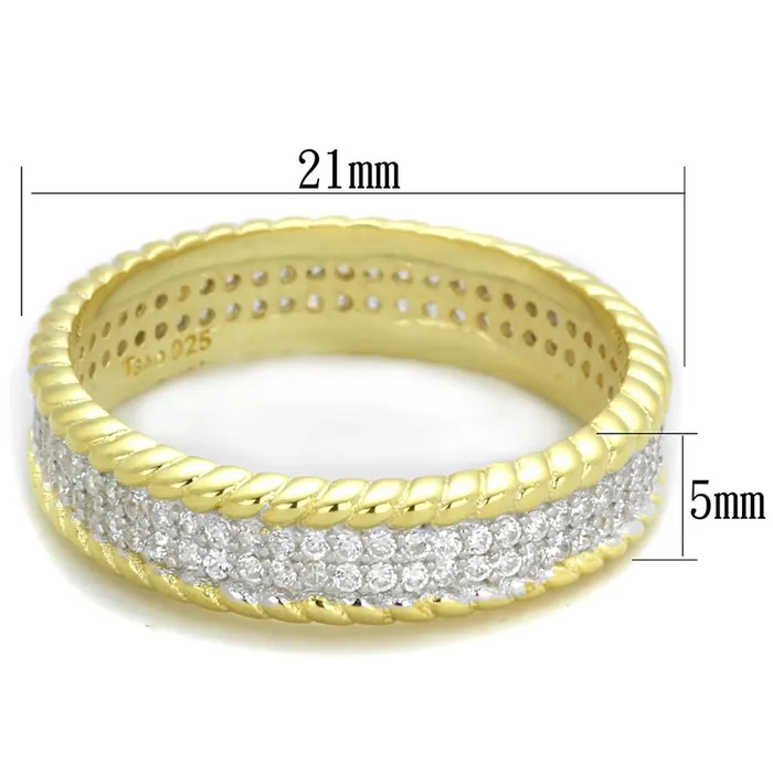Rings Alamode TS371 GoldRhodium 925 Sterling Silver Ring with AAA Grade CZ in Clear