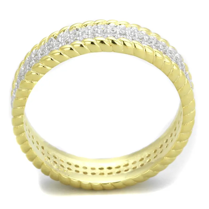 Rings Alamode TS371 GoldRhodium 925 Sterling Silver Ring with AAA Grade CZ in Clear
