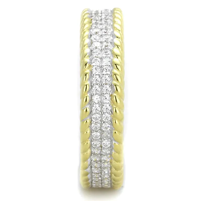 Rings Alamode TS371 GoldRhodium 925 Sterling Silver Ring with AAA Grade CZ in Clear