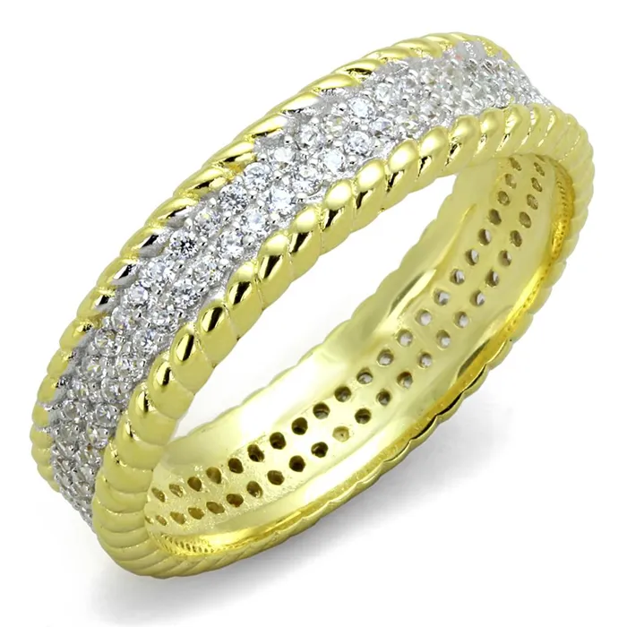Rings Alamode TS371 GoldRhodium 925 Sterling Silver Ring with AAA Grade CZ in Clear