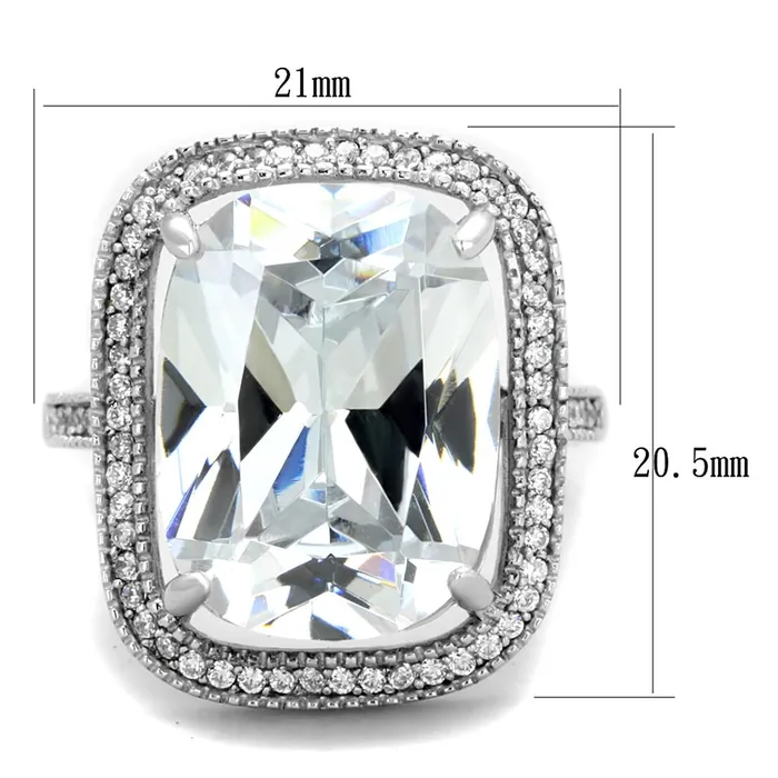 Rings Alamode TS391 Rhodium 925 Sterling Silver Ring with AAA Grade CZ in Clear