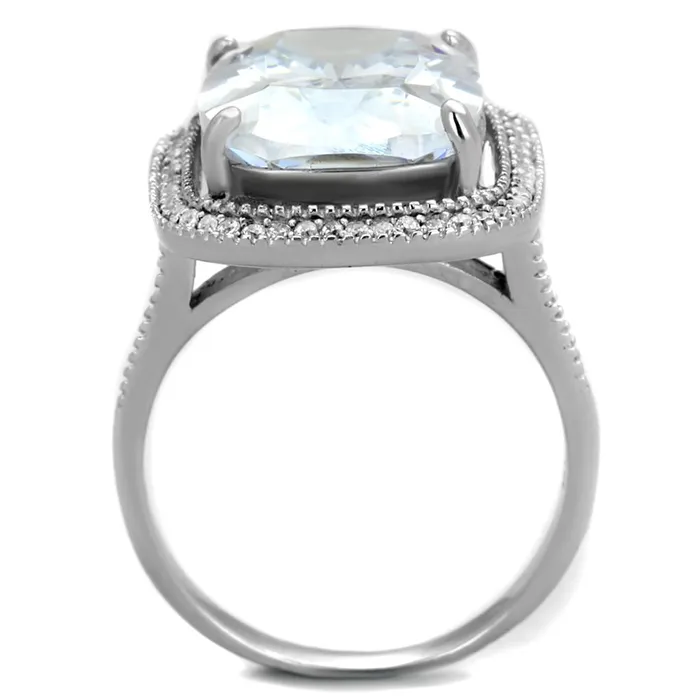Rings Alamode TS391 Rhodium 925 Sterling Silver Ring with AAA Grade CZ in Clear