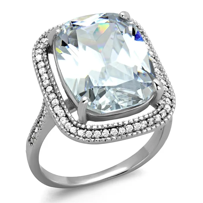 Rings Alamode TS391 Rhodium 925 Sterling Silver Ring with AAA Grade CZ in Clear