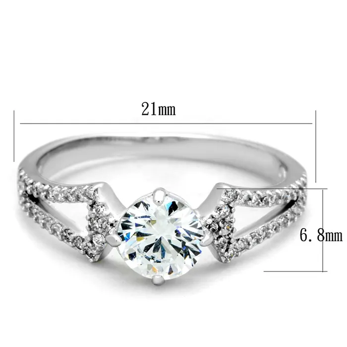 Rings Alamode TS430 Rhodium 925 Sterling Silver Ring with AAA Grade CZ in Clear