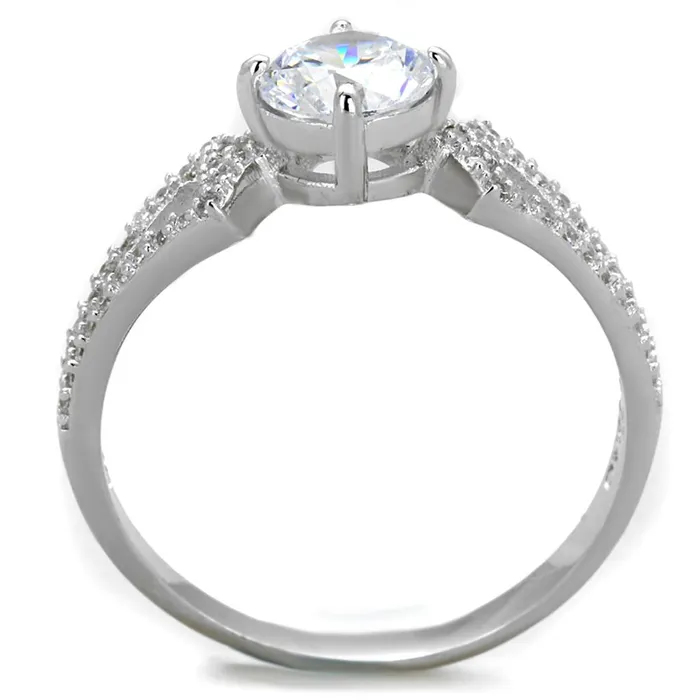 Rings Alamode TS430 Rhodium 925 Sterling Silver Ring with AAA Grade CZ in Clear