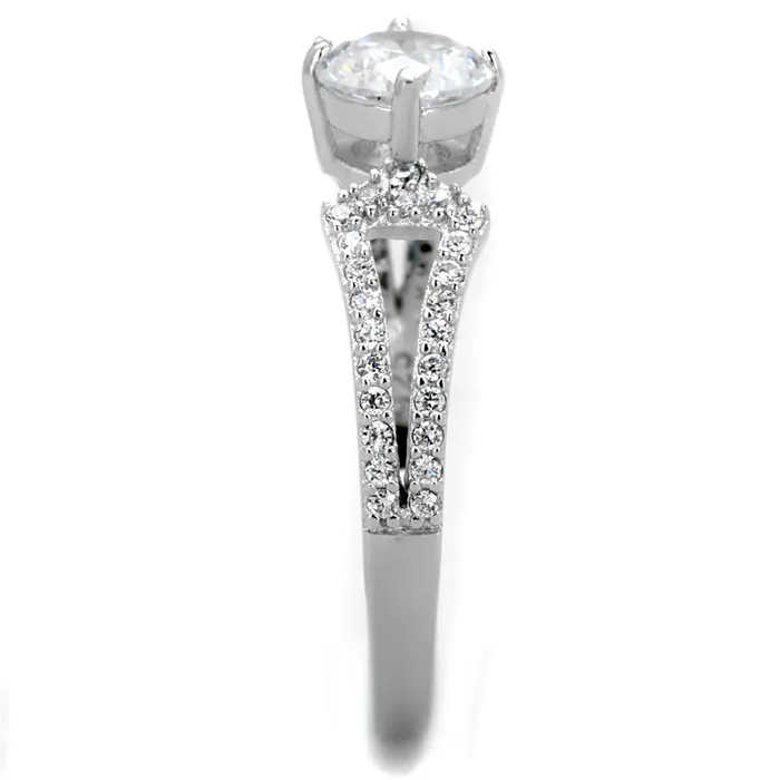Rings Alamode TS430 Rhodium 925 Sterling Silver Ring with AAA Grade CZ in Clear