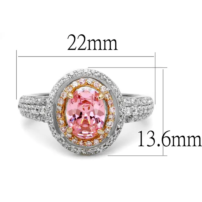 Rings Alamode TS543 Rose Gold Rhodium 925 Sterling Silver Ring with AAA Grade CZ in Rose