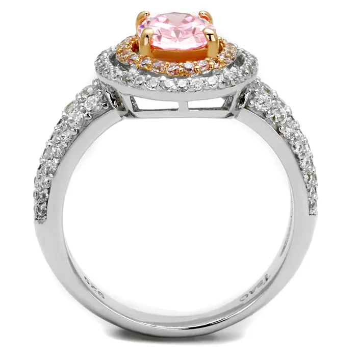 Rings Alamode TS543 Rose Gold Rhodium 925 Sterling Silver Ring with AAA Grade CZ in Rose