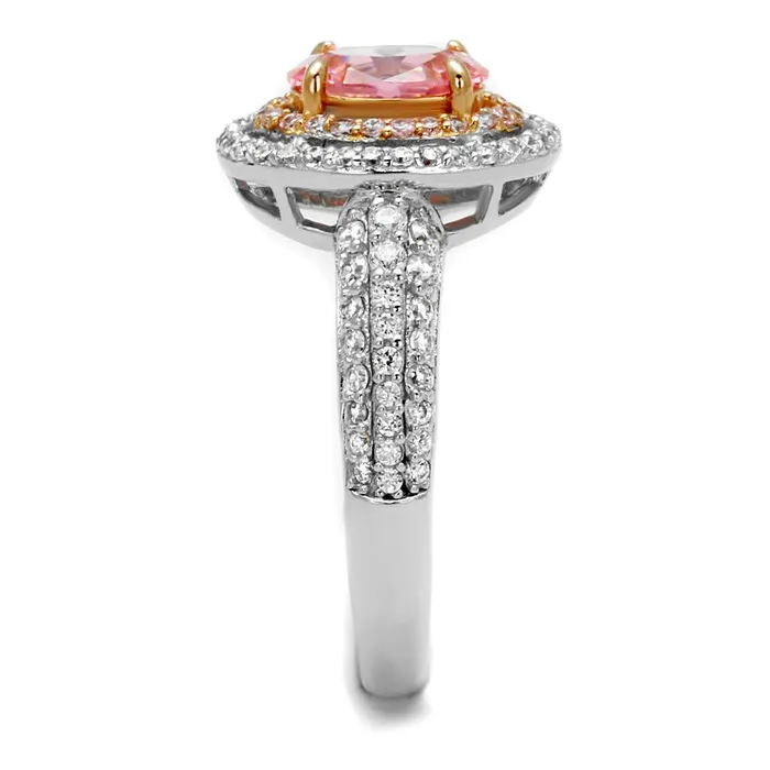 Rings Alamode TS543 Rose Gold Rhodium 925 Sterling Silver Ring with AAA Grade CZ in Rose