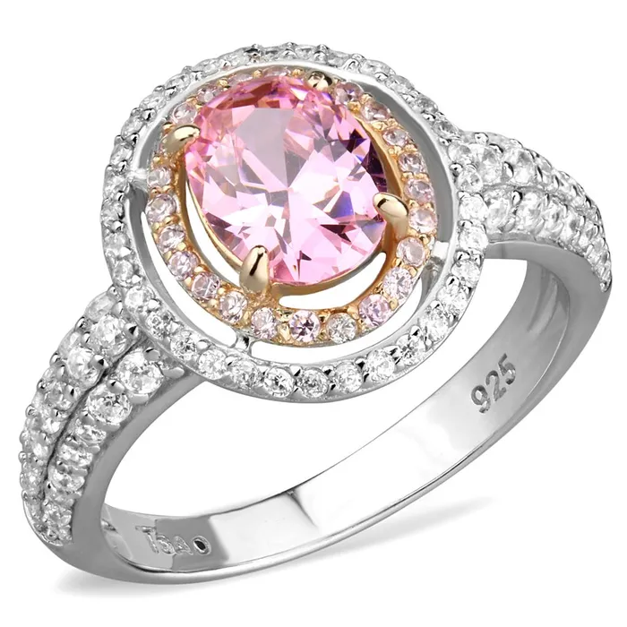 Rings Alamode TS543 Rose Gold Rhodium 925 Sterling Silver Ring with AAA Grade CZ in Rose