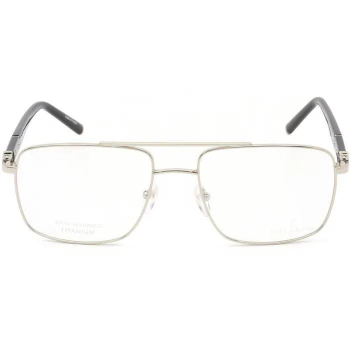 Rings Charriol Charriol Mens Eyeglasses Shiny SilverBlack Square Titanium Frame PC75075 C02