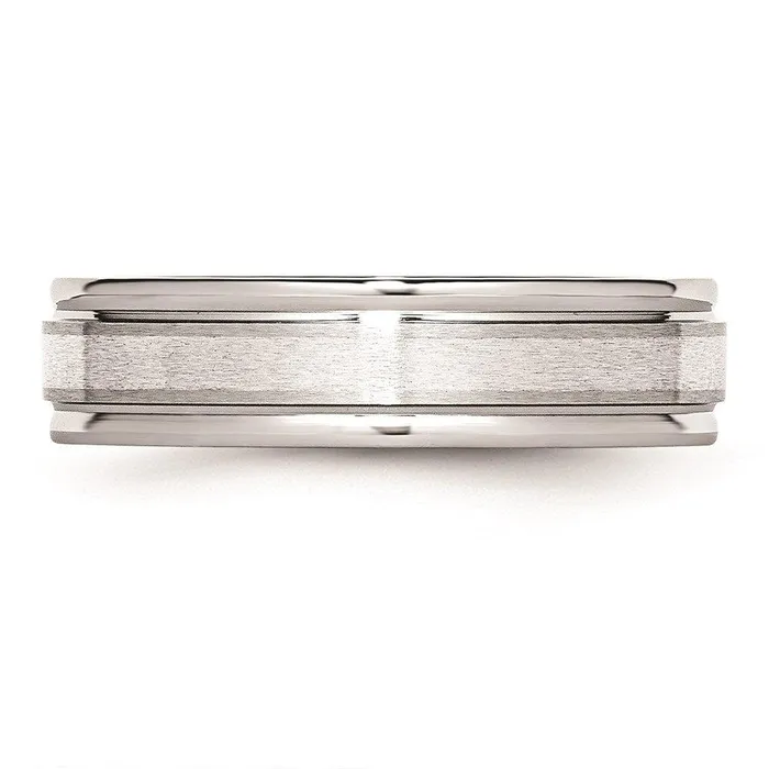 Rings Chisel Cobalt Sterling Silver Inlay Satin and Polished 6mm Band Rings Chisel Cobalt Sterling Silver Inlay Satin and Polished 6mm Band