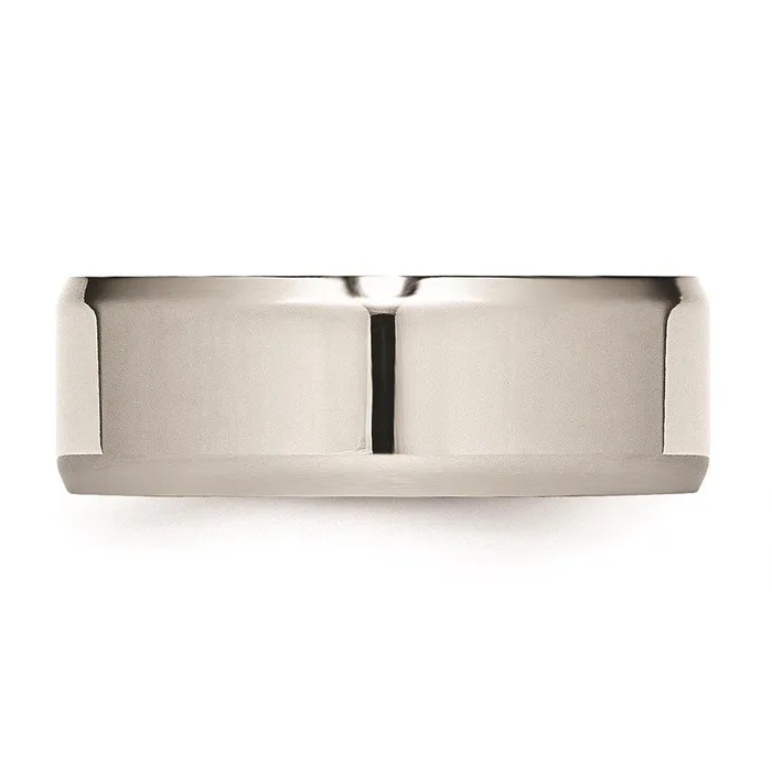 Rings Chisel Stainless Steel Beveled Edge 8mm Polished Band Rings Chisel Stainless Steel Beveled Edge 8mm Polished Band