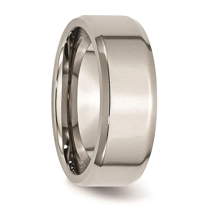 Rings Chisel Stainless Steel Beveled Edge 8mm Polished Band Rings Chisel Stainless Steel Beveled Edge 8mm Polished Band
