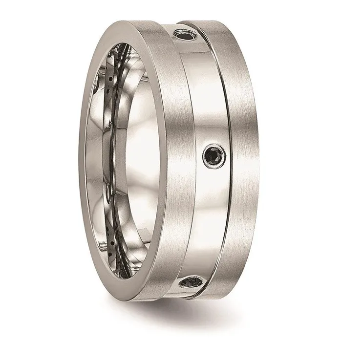 Rings Chisel Stainless Steel BrushedPolished Black CZ Ring Rings Chisel Stainless Steel BrushedPolished Black CZ Ring