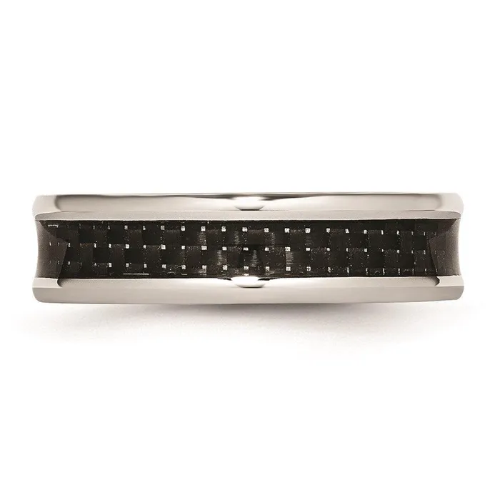 Rings Chisel Stainless Steel Polished Black Carbon Fiber Inlay 6mm Band Rings Chisel Stainless Steel Polished Black Carbon Fiber Inlay 6mm Band