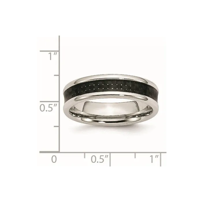 Rings Chisel Stainless Steel Polished Black Carbon Fiber Inlay 6mm Band Rings Chisel Stainless Steel Polished Black Carbon Fiber Inlay 6mm Band
