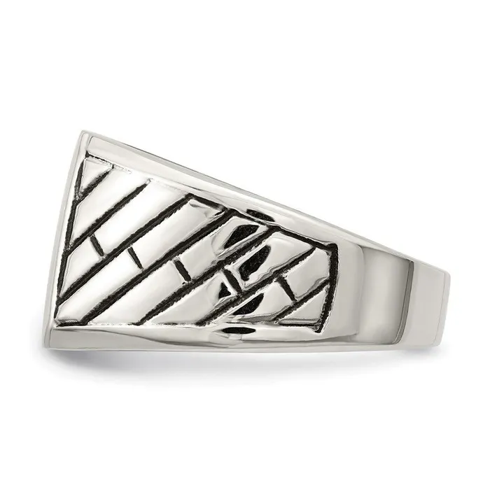 Rings Chisel Stainless Steel Polished with Black Enamel Signet Ring Rings Chisel Stainless Steel Polished with Black Enamel Signet Ring