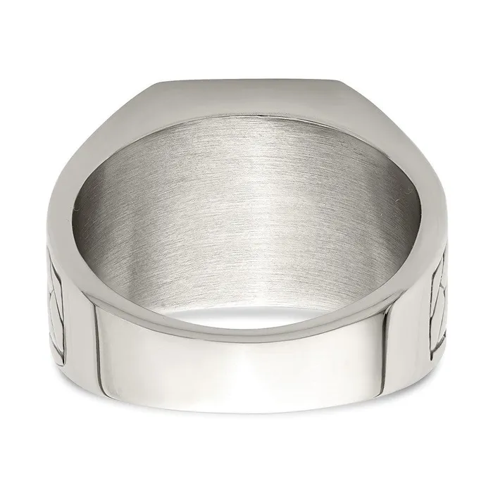 Rings Chisel Stainless Steel Polished with Black Enamel Signet Ring Rings Chisel Stainless Steel Polished with Black Enamel Signet Ring