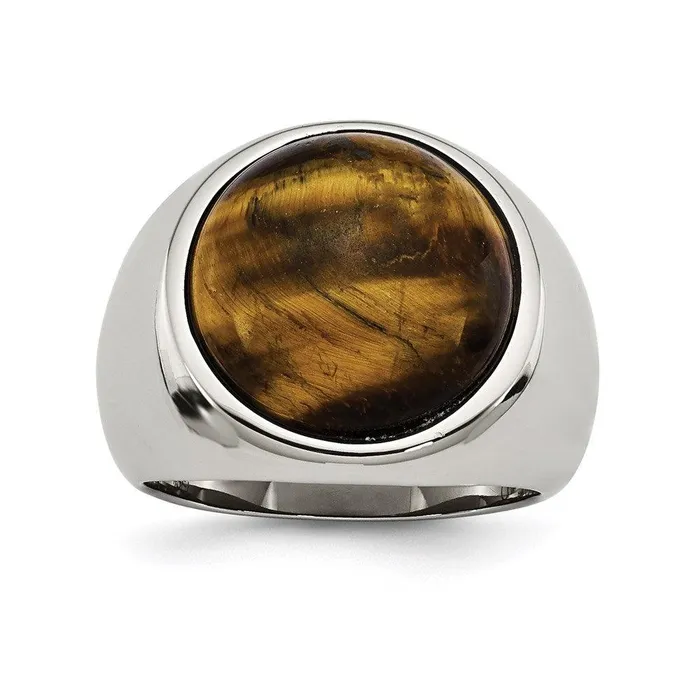 Rings Chisel Stainless Steel Tigers Eye Ring