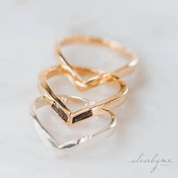 Rings close by me jewelry Chevron Companion Stacking Ring in Sterling Silver