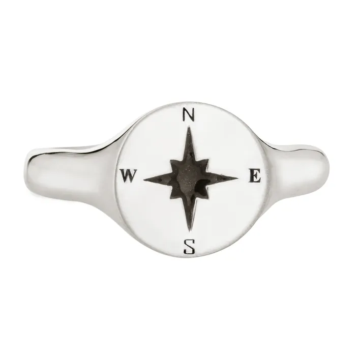 Rings closebymejewelry Compass Signet Cremation Ring in Sterling Silver