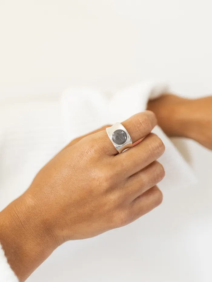 Rings closebymejewelry Concave Band Cremation Ring in 14K White Gold