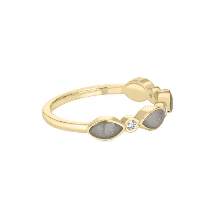 Rings closebymejewelry Four Setting Three Diamond Cremation Ring in 14K Yellow Gold
