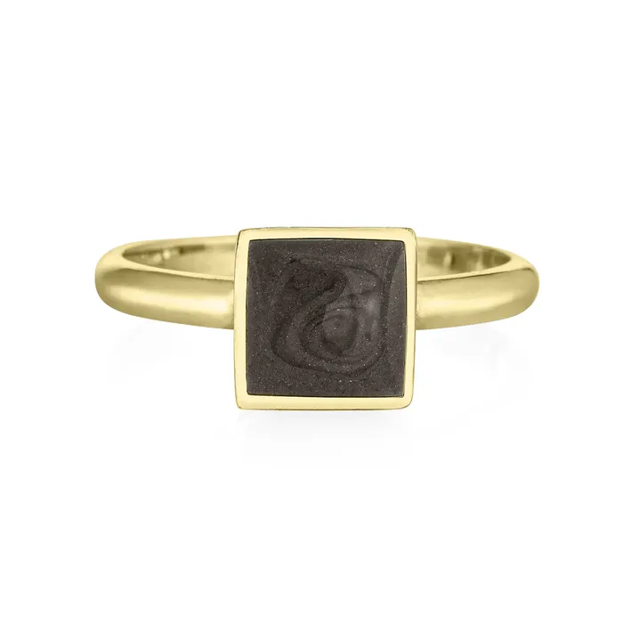 Rings closebymejewelry Signature Square Stackable Band Cremation Ring in 14K Yellow Gold Rings closebymejewelry Signature Square Stackable Band Cremation Ring in 14K Yellow Gold