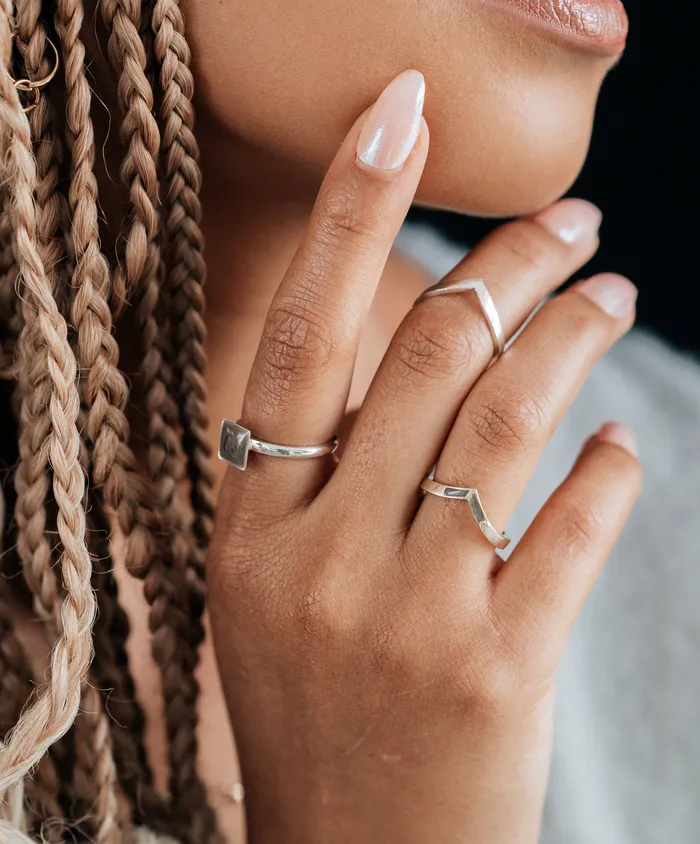 Rings closebymejewelry Signature Square Stackable Band Cremation Ring in 14K Yellow Gold