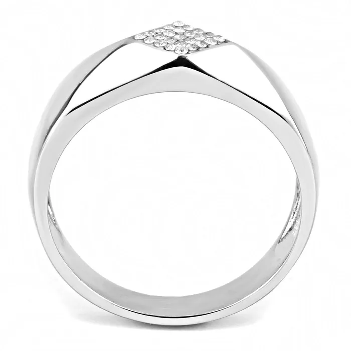 Rings DA288 High polished no plating Stainless Steel Ring with AAA Grade CZ in Clear Alamode