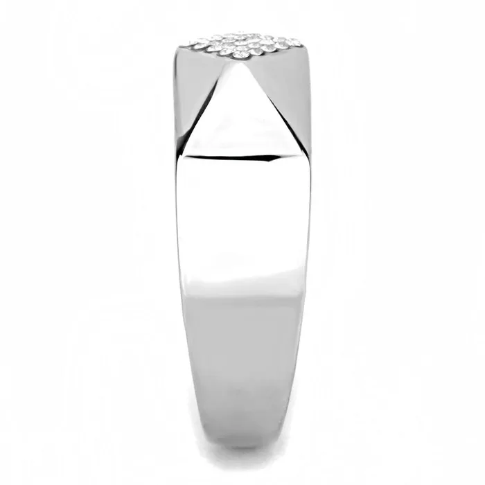 Rings DA288 High polished no plating Stainless Steel Ring with AAA Grade CZ in Clear Alamode