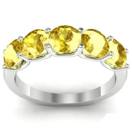 Rings deBebians 200cttw U Prong Yellow Sapphire Five Stone Band