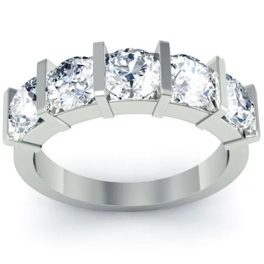 Rings deBebians 250cttw Bar Set Round Lab Grown Diamond Five Stone Ring