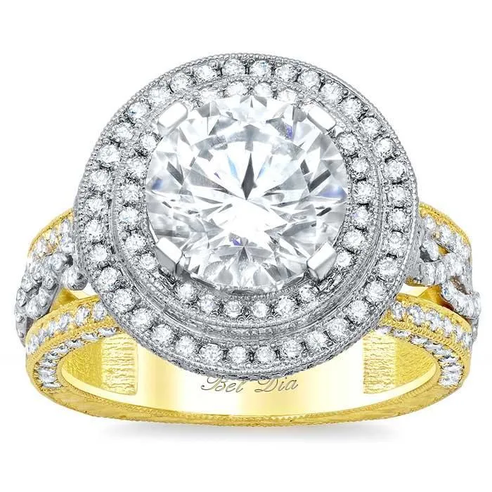 Rings deBebians TriColor Double Halo Engagement Ring