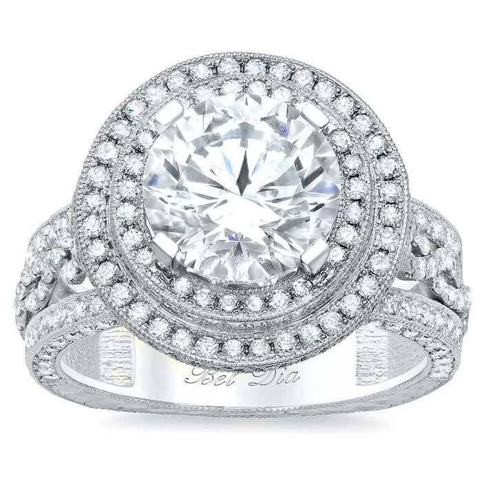 Rings deBebians TriColor Double Halo Engagement Ring