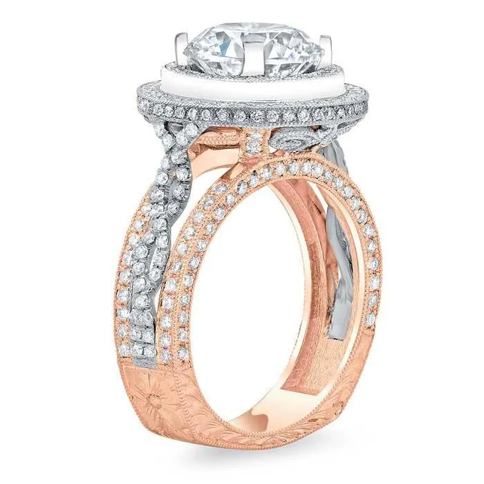 Rings deBebians TriColor Double Halo Engagement Ring