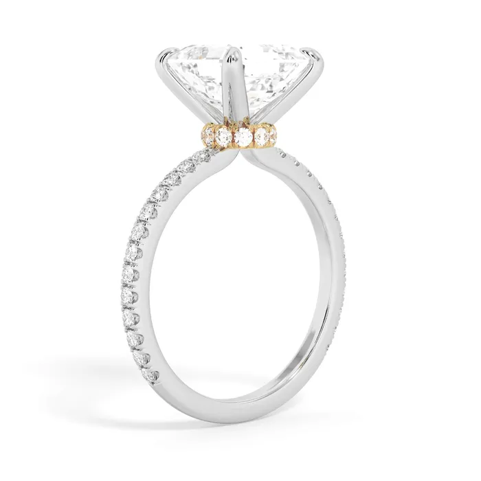 Rings deBebians Under Halo with Diamond Shank Engagement Ring Yellow Gold Wrap