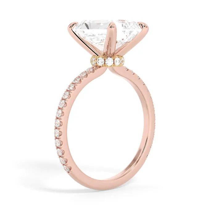 Rings deBebians Under Halo with Diamond Shank Engagement Ring Yellow Gold Wrap