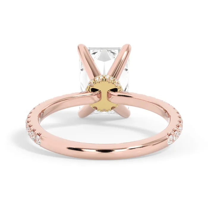 Rings deBebians Under Halo with Diamond Shank Engagement Ring Yellow Gold Wrap