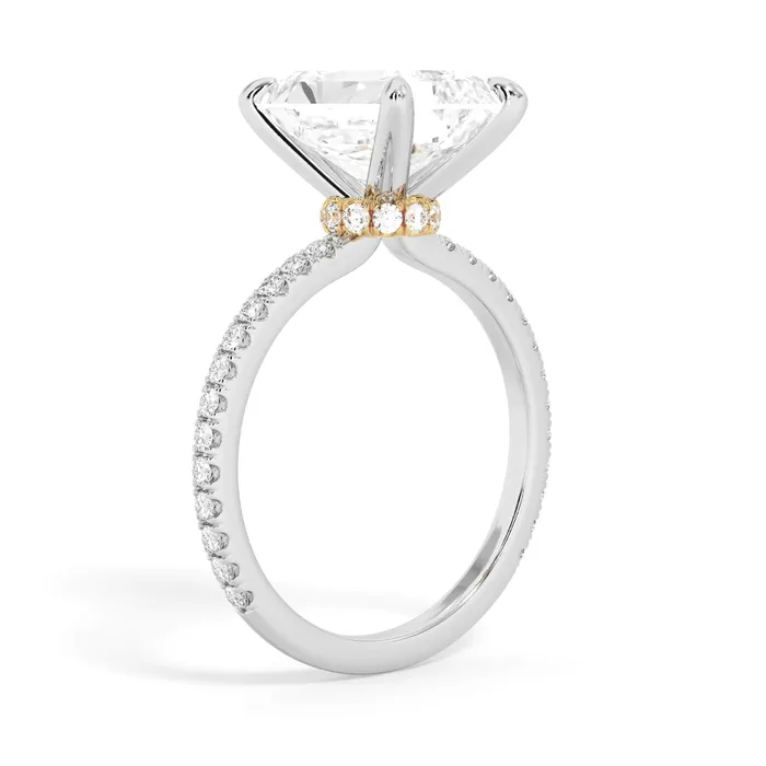 Rings deBebians Under Halo with Diamond Shank Engagement Ring Yellow Gold Wrap