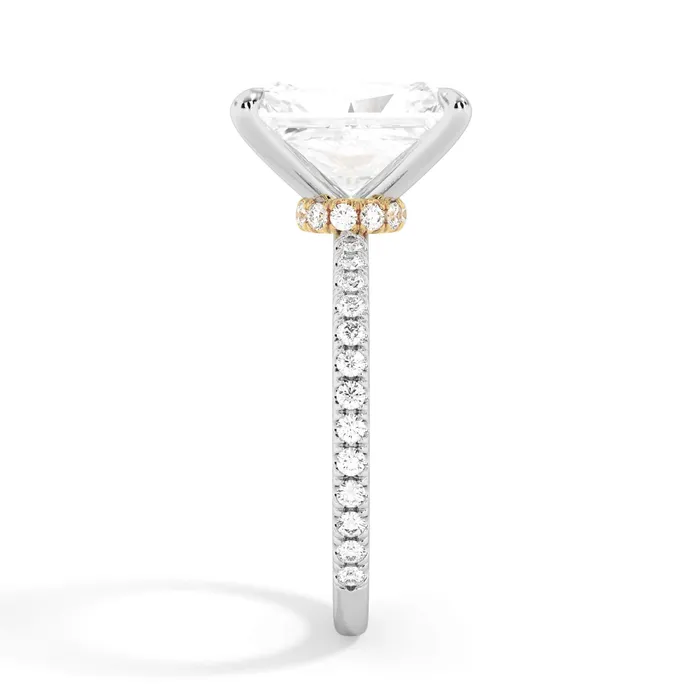Rings deBebians Under Halo with Diamond Shank Engagement Ring Yellow Gold Wrap
